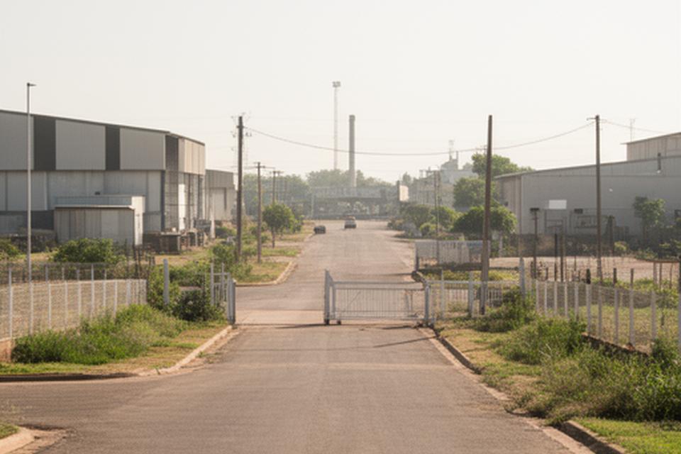 Vista exterior de la zona industrial de Barranqueras con acceso a la fábrica de utensilios de cocina